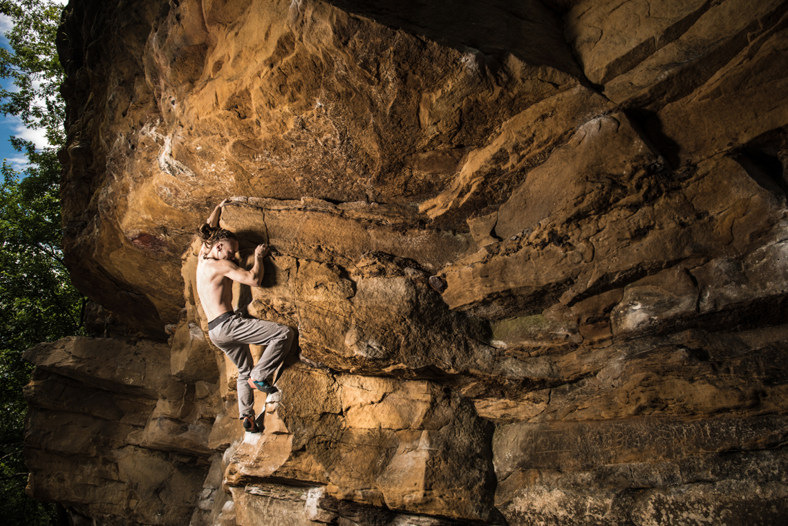 rock climber free climbing at Grand Ledge Michigan