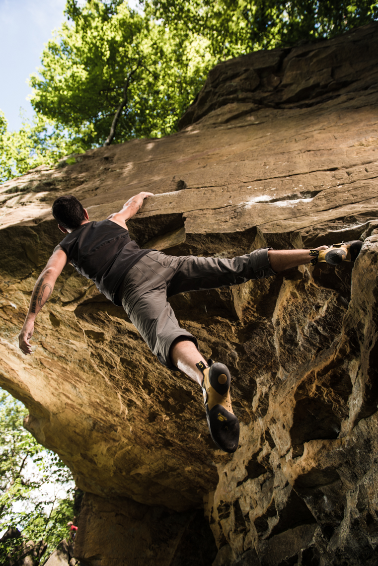 rock climber free climbing at Grand Ledge Michigan